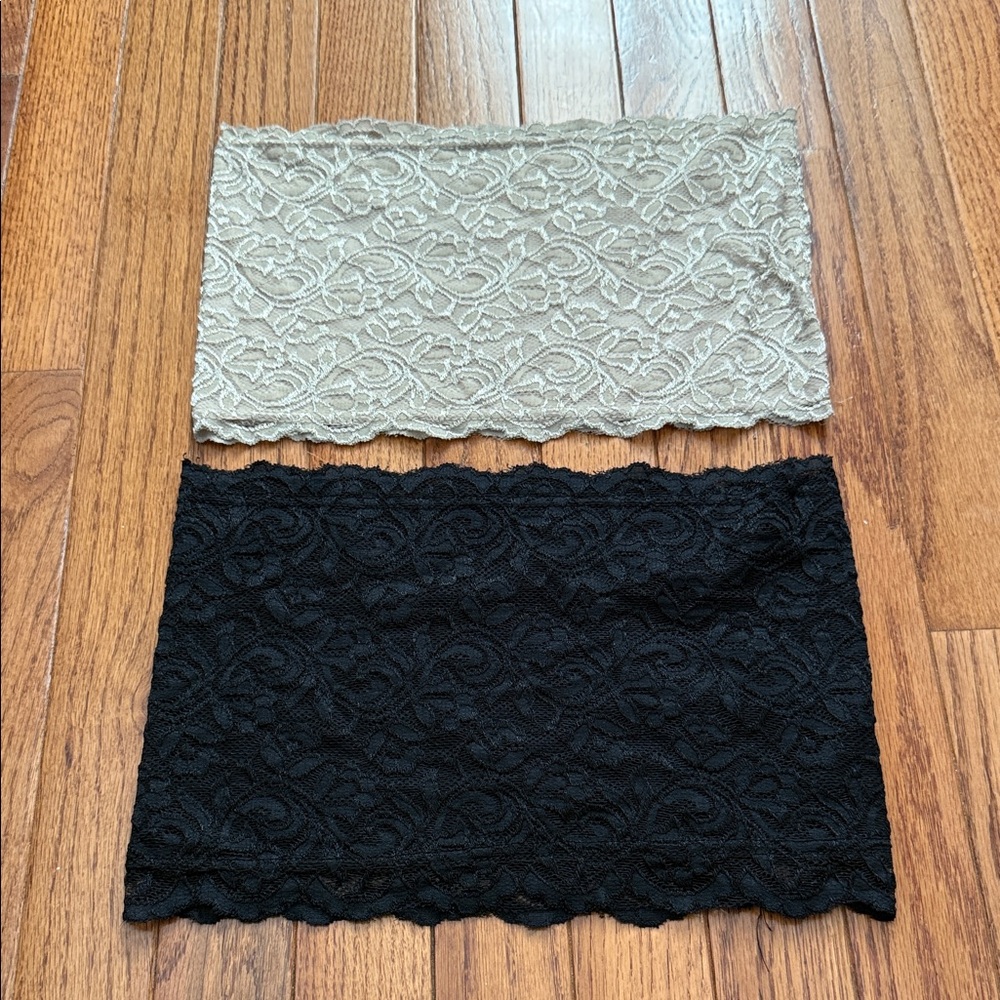 Lace Bandeaus - black and nude